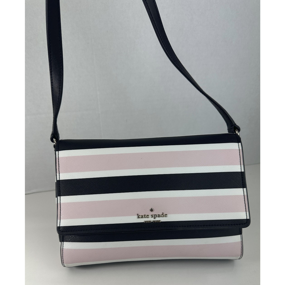 Kate Spade New York Cove Street Celebration Stripe Dody Crossbody in Pink EUC - Picture 2 of 14